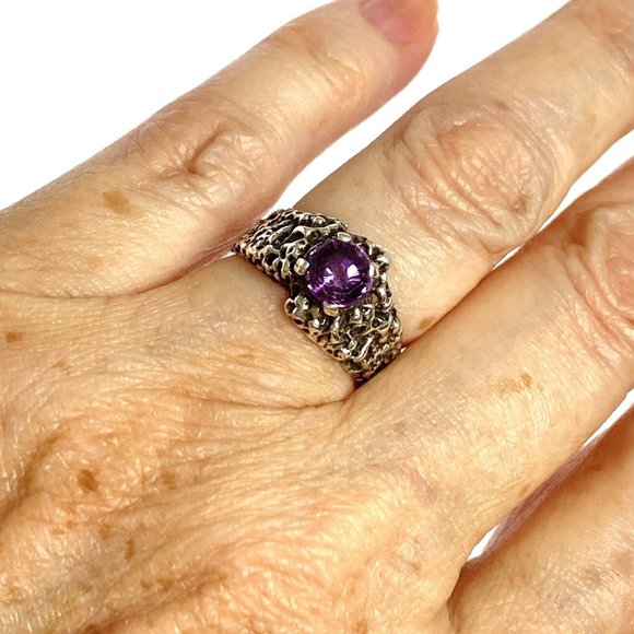 Don Dietz Handmade Amethyst 6mm Gemstone Cast Sterling Silver Ring Size 5.75 - Picture 14 of 16